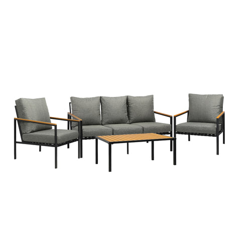 Livsip Outdoor Patio Set Table and Chairs with Cushion Black