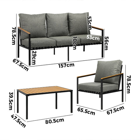 Livsip Outdoor Patio Set Table and Chairs with Cushion Black