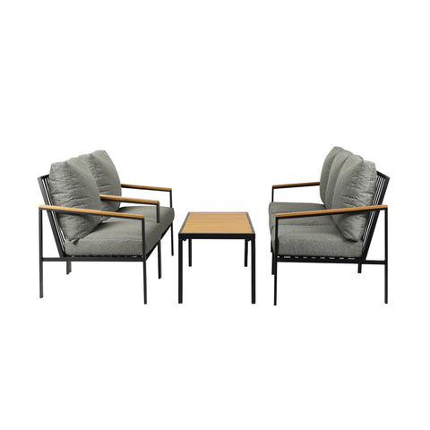 Livsip Outdoor Patio Set Table and Chairs with Cushion Black