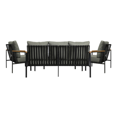 Livsip Outdoor Patio Set Table and Chairs with Cushion Black