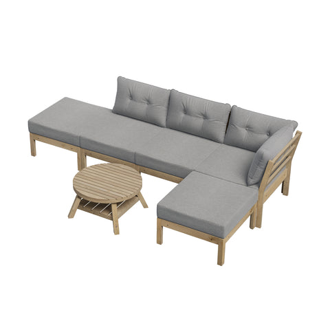 Livsip Outdoor Lounge Sofa Set 7 Piece Garden Furniture Grey