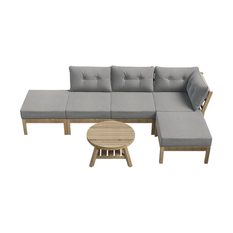 Livsip Outdoor Lounge Sofa Set 7 Piece Garden Furniture Grey
