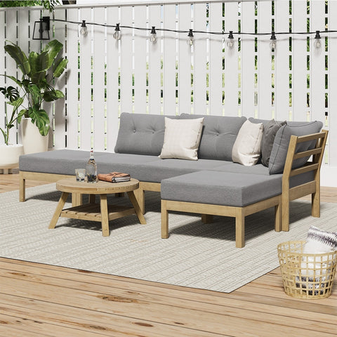 Livsip Outdoor Lounge Sofa Set 7 Piece Garden Furniture Grey