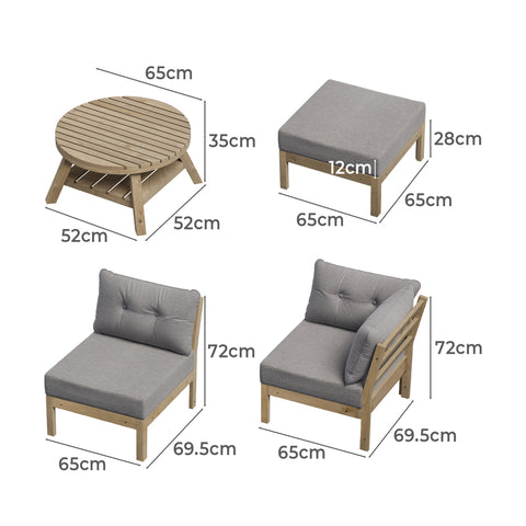 Livsip 7 Piece Outdoor Lounge Sofa Set Garden Furniture Grey