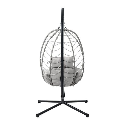 Livsip Outdoor Rattan Hanging Chair Porch Swing Chair Egg Seat Grey