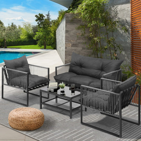 Livsip 4 Piece Outdoor Furniture Setting Grey
