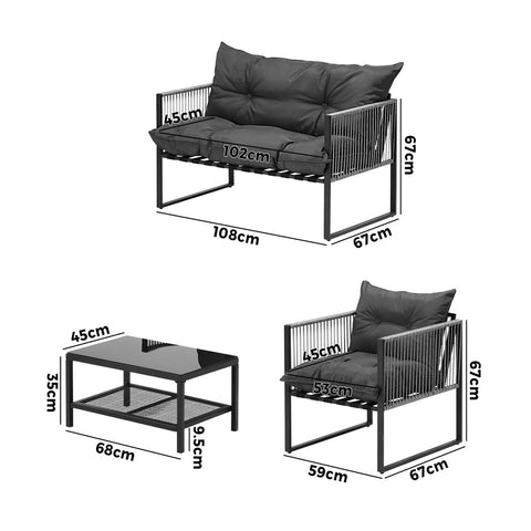 Livsip 4 Piece Outdoor Furniture Setting Grey