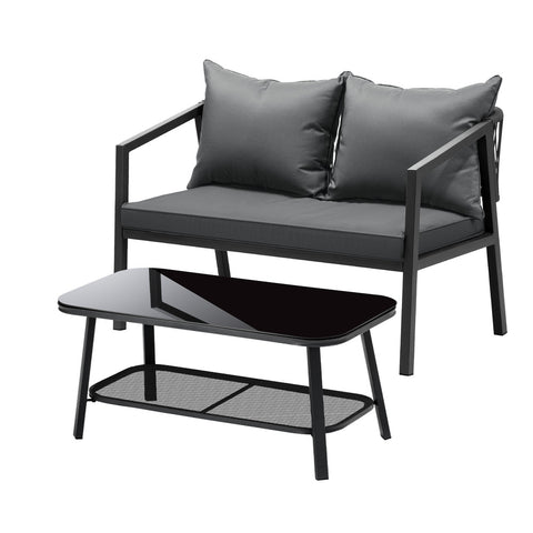 Livsip 4PCS Outdoor Furniture Set Sofa Table Chairs Set Grey