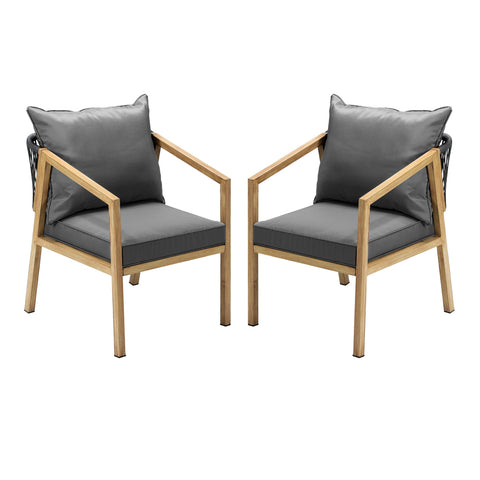 Livsip 2X Outdoor Armchairs with Padded Seat and Back Cushions