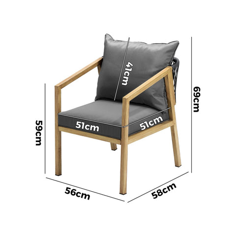 Livsip 2X Outdoor Armchairs with Padded Seat and Back Cushions