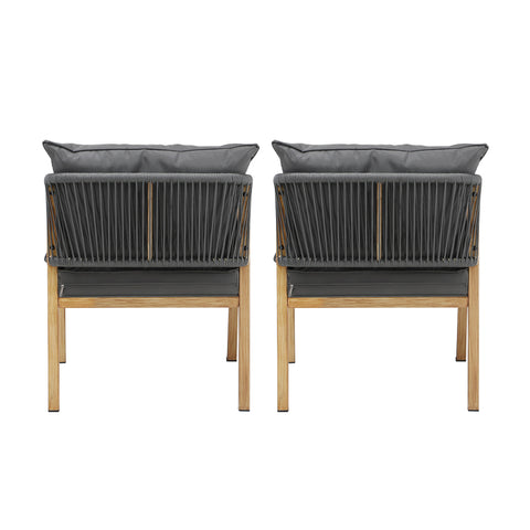 Livsip 2X Outdoor Armchairs with Padded Seat and Back Cushions