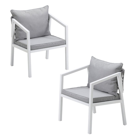 Livsip 2PCS Outdoor Furniture Chairs Steel Frame White