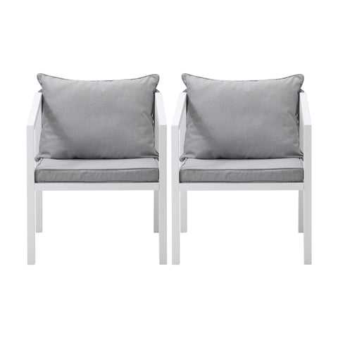 Livsip 2PCS Outdoor Furniture Chairs Steel Frame White