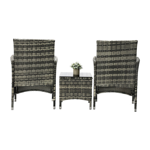 Livsip Outdoor Furniture Patio Chairs Table 3PCS Grey