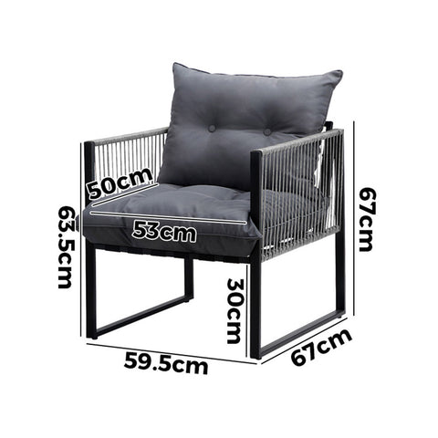 Livsip 2PCS Outdoor Patio Chairs Garden Sofa Set PE Wicker Grey