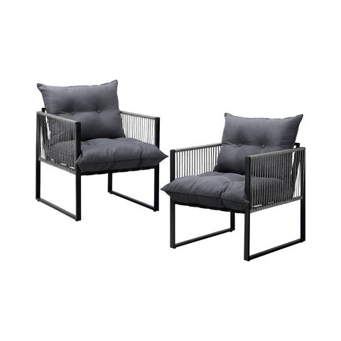 Livsip 2PCS Outdoor Patio Chairs Garden Sofa Set PE Wicker Grey