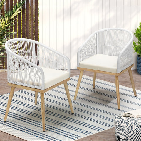 Livsip Outdoor Armchair X2 with Rope and Padded Seat Beige