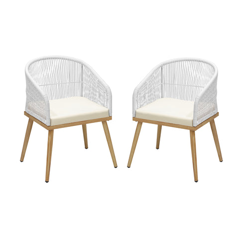Livsip Outdoor Armchair X2 with Rope and Padded Seat Beige