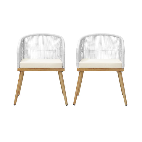 Livsip Outdoor Armchair X2 with Rope and Padded Seat Beige