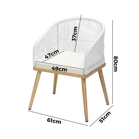 Livsip Outdoor Armchair X2 with Rope and Padded Seat Beige