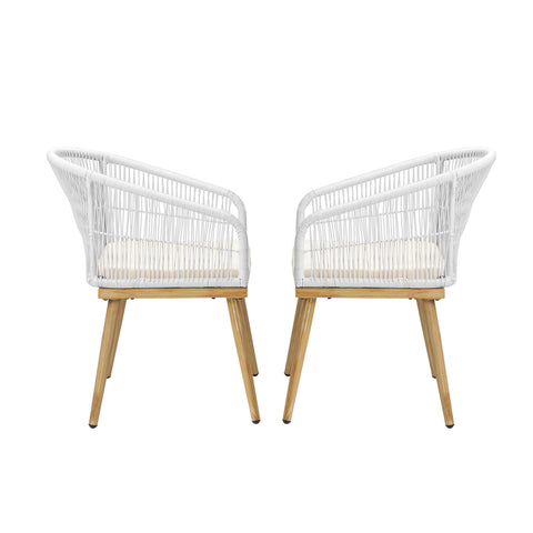 Livsip Outdoor Armchair X2 with Rope and Padded Seat Beige