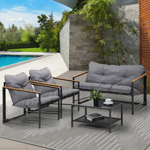 Livsip 4 Seater Outdoor Lounge Sofa Set Patio Chairs Table