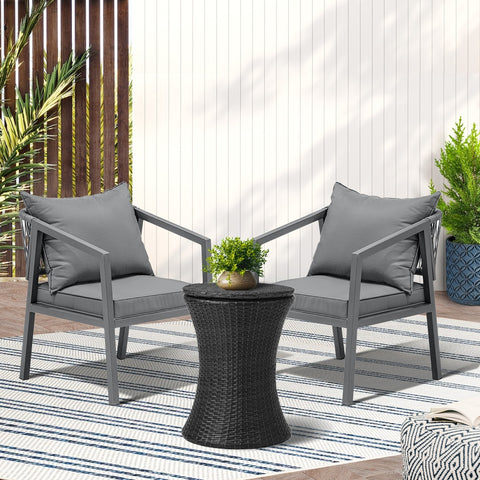 Livsip Outdoor Patio Set Ice Bucket Black Table Bistro Setting 3pcs