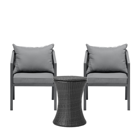 Livsip Outdoor Patio Set Ice Bucket Black Table Bistro Setting 3pcs