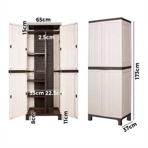 Livsip Outdoor Storage Cabinet Adjustable Lockable Tall Beige