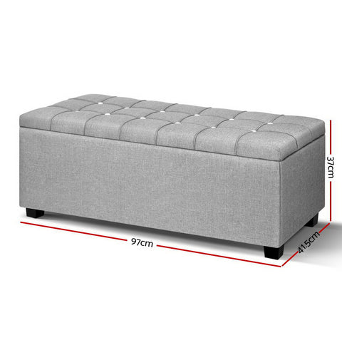 Premium Multi-functional Ottoman 97cm Button Linen Gray