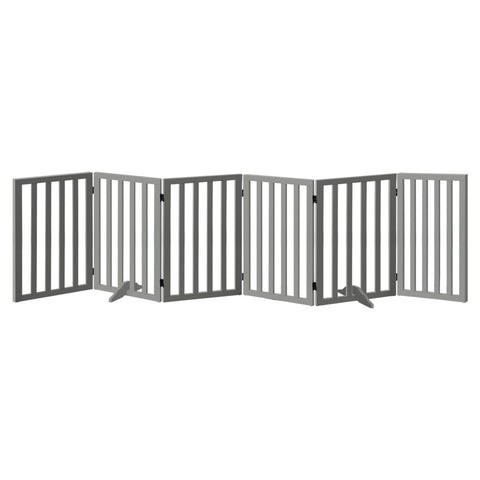 Alopet Wooden Pet Gate Dog Fence 6 Panels 80cm Grey