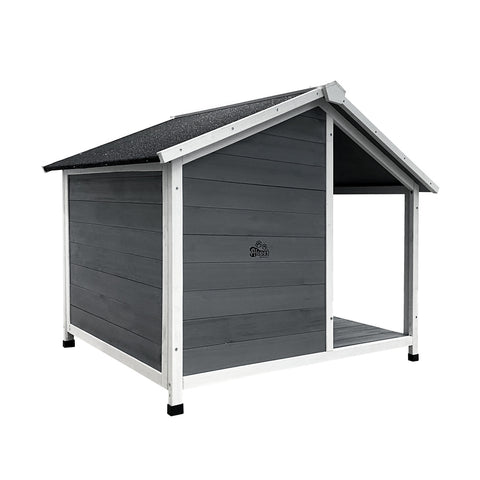 Alopet Dog Kennel House Wooden Awning Grey&White