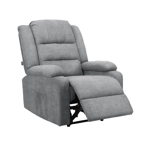 Recliner Chair Padded Lounge With Side Pocket Polyester Grey