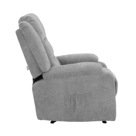 Recliner Chair Padded Lounge With Side Pocket Polyester Grey