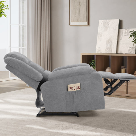 Recliner Chair Padded Lounge With Side Pocket Polyester Grey