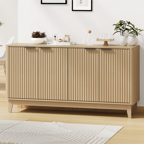 Buffet Sideboard Storage Cabinet 4 Doors Cupboard Natural