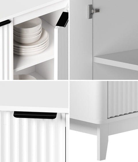 Buffet Sideboard Storage Cabinet 4 Doors Cupboard White
