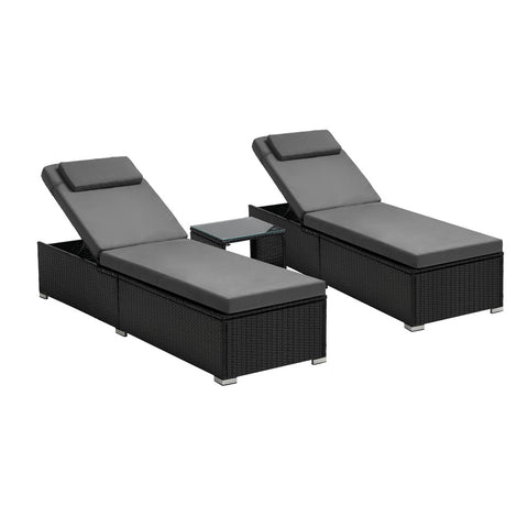 Livsip 2X Sun Lounge with Table Outdoor Set