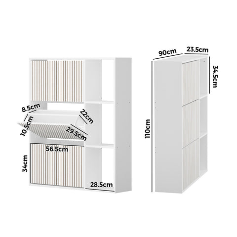 Shoe Rack Storage Cabinet with Display Shelves White