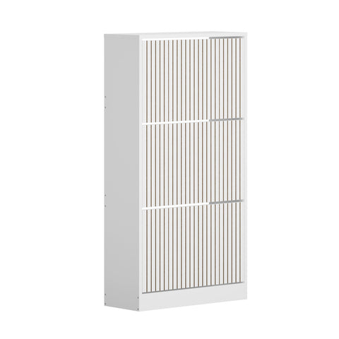 Shoe Rack Storage Cabinet 3 Compartments White