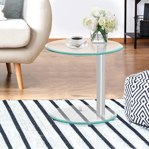 Coffee Table Oval Tempered Glass Side End Table 45cm