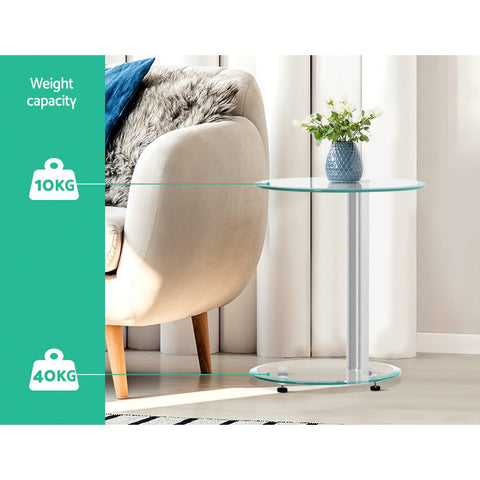 Coffee Table Oval Tempered Glass Side End Table 45cm