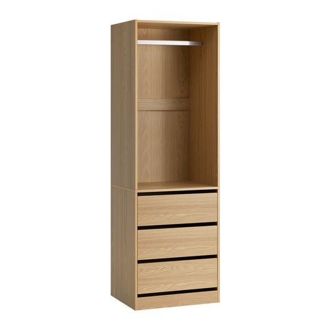 Wardrobe 3 Drawers Hanging Rail Natural