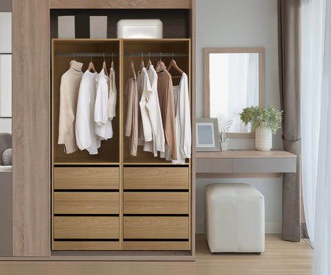 Wardrobe 3 Drawers Hanging Rail Natural