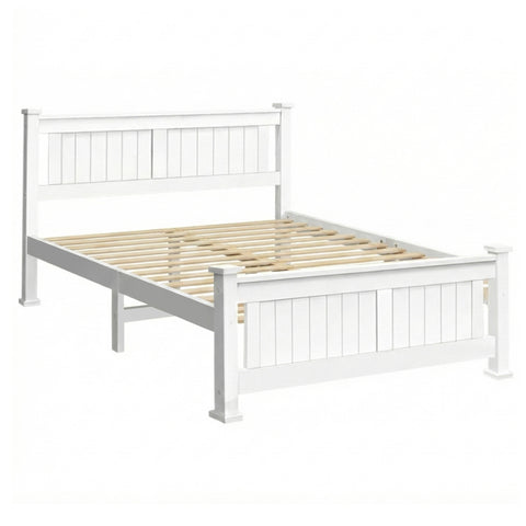 Bed Frame Double Size Wooden White RIO