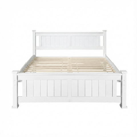 Bed Frame Double Size Wooden White RIO