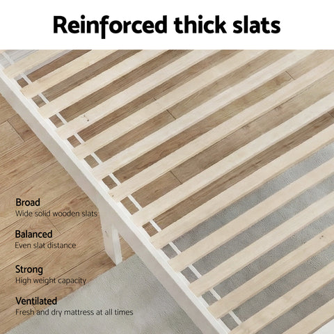 Bed Frame Double Size Wooden White RIO