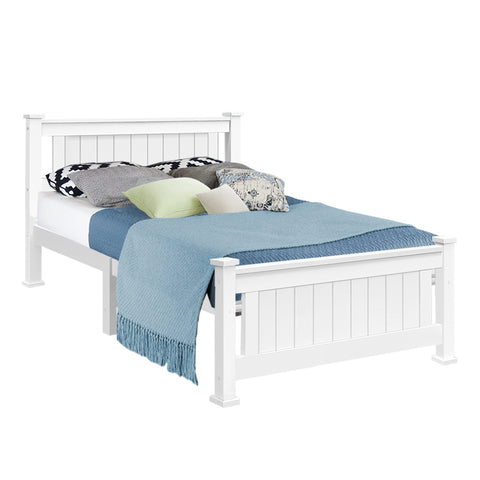 Bed Frame King Single Size Wooden White RIO