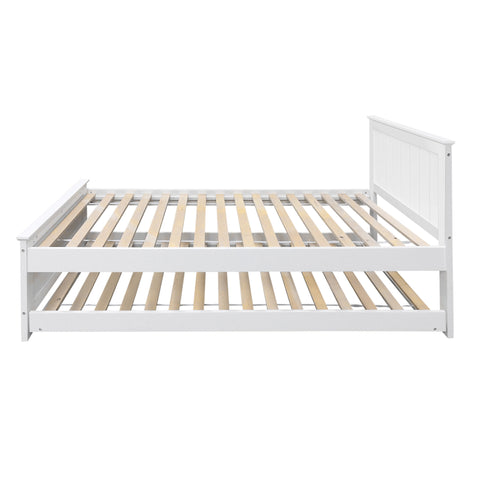 Bed Frame King Single Size Wooden Trundle Daybed White ELVIS