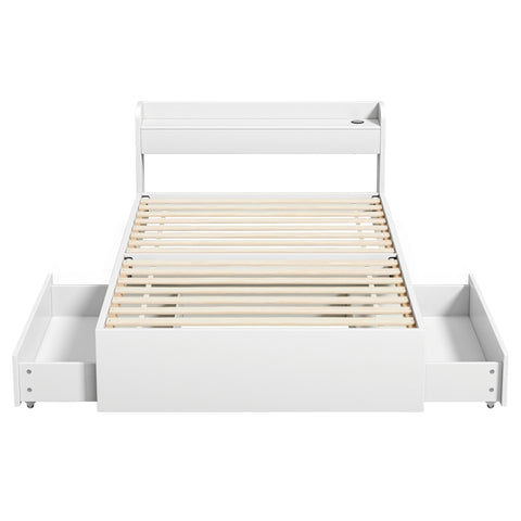 Bed Frame King Single Size with Charging Ports and 2 Drawers AURA